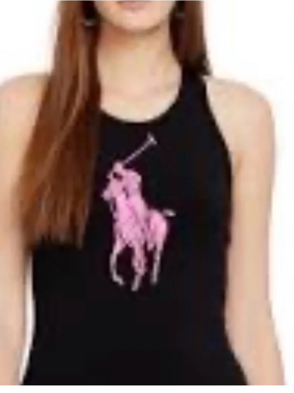 Polo XS  Black Tank Top with Pink Polo Player Graphic no tag on top